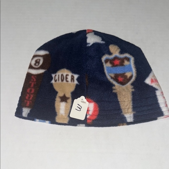 Handmade Navy Blue Craft Beer Tap Fleece Beanie Made By My Mom Warm&Cozy Size M - Picture 1 of 5